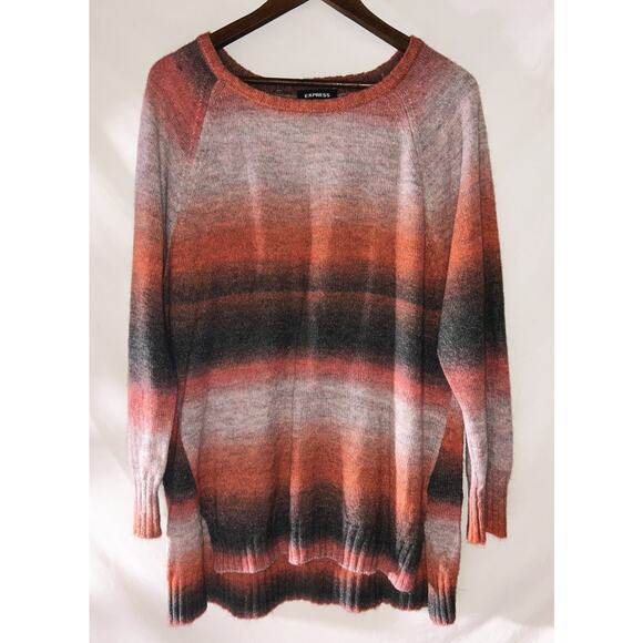 Express Round Neck Pullover Striped Knit Sweater Medium - Picture 2 of 7